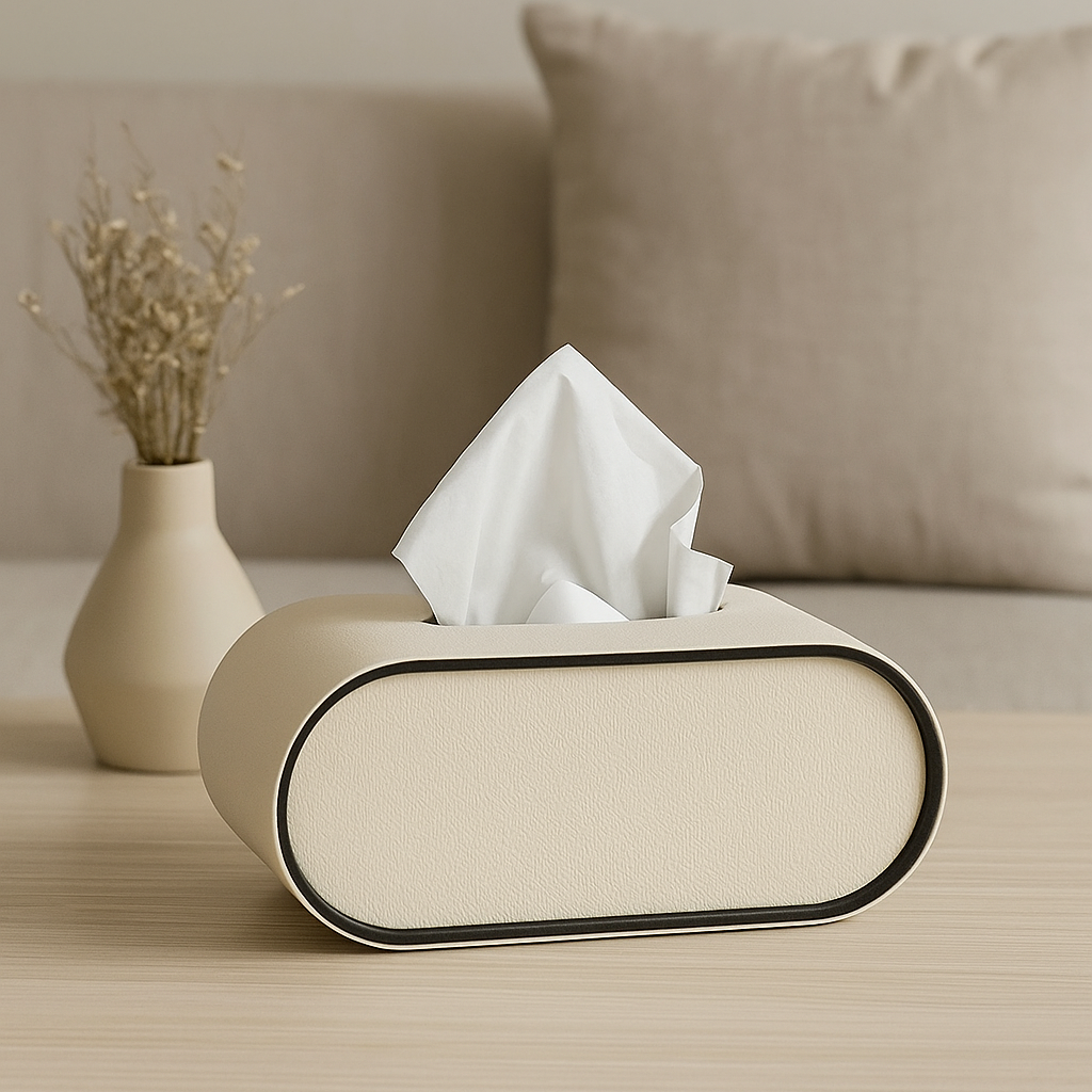 Krämvit Servetthållare Oval - Praktisk pappershållare