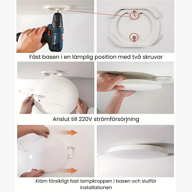 Rund Ultra-tunn LED-taklampa med varmvitt ljus