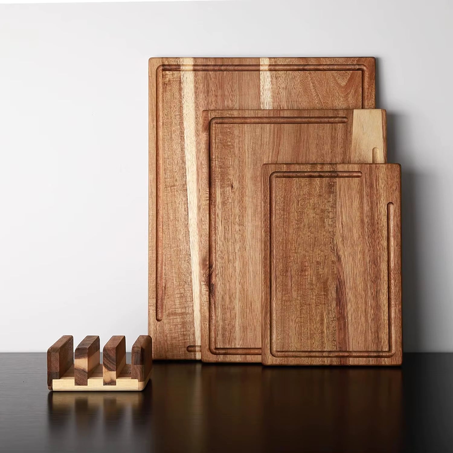 Skärbrädor 3-set med ställ