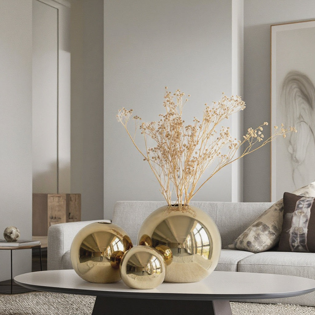 Rund Guldig Vas I Keramik