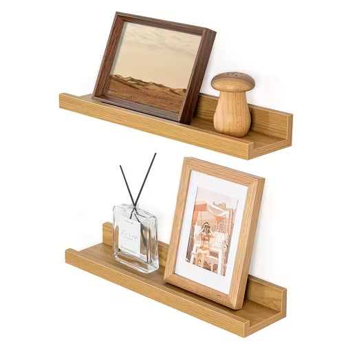 2-Pack Vägghylla i valnötsträ - 30x10 cm