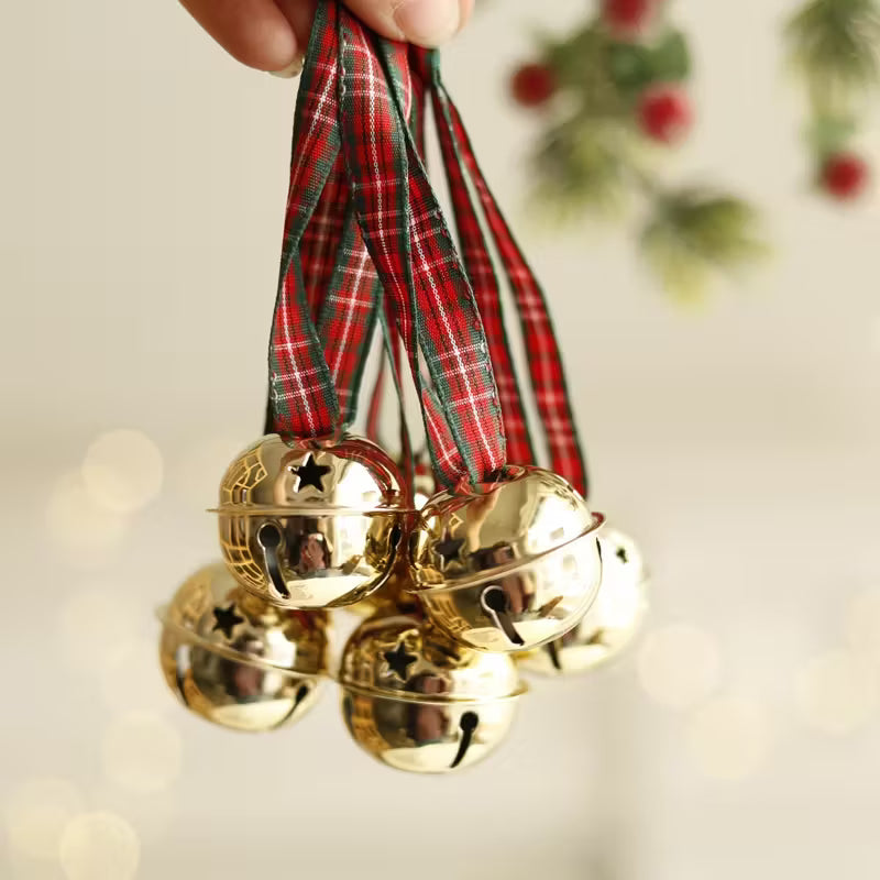 Julgransdekorationer | Metallklockor med Polyesterband 6-Pack