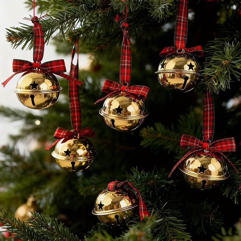 Julgransdekorationer | Metallklockor med Polyesterband 6-Pack