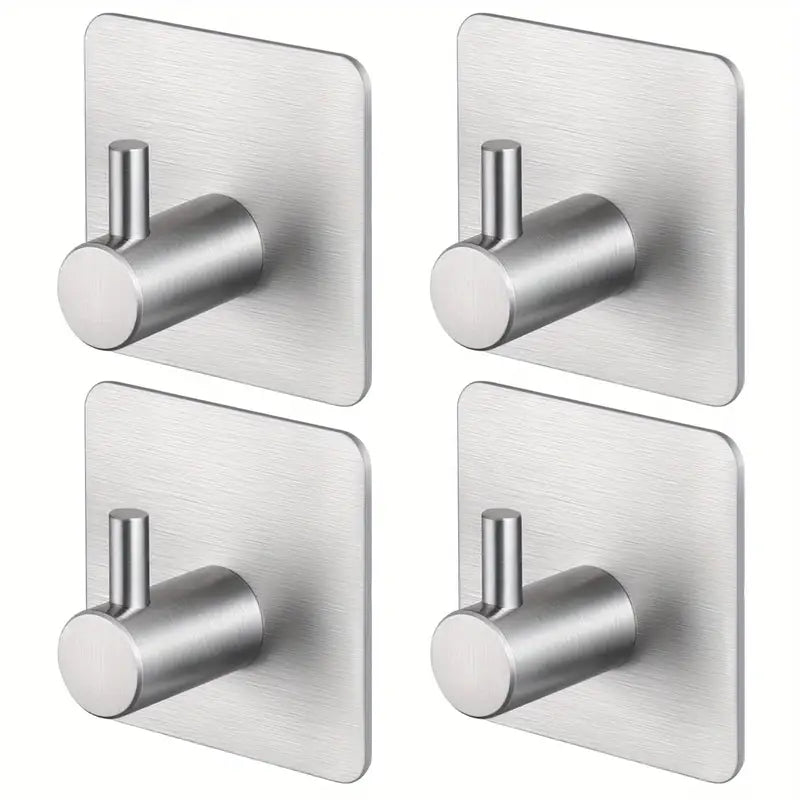 Självhäftande Stilren Handdukskrok 4-Pack I Rostfritt stål