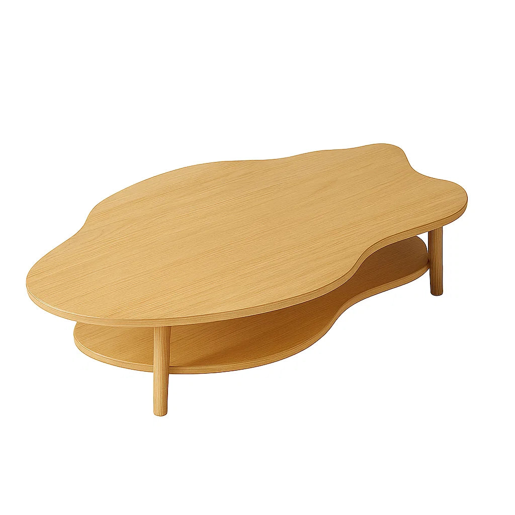 Soffbord två plan 80x40 cm - molnformat träbord två hyllor