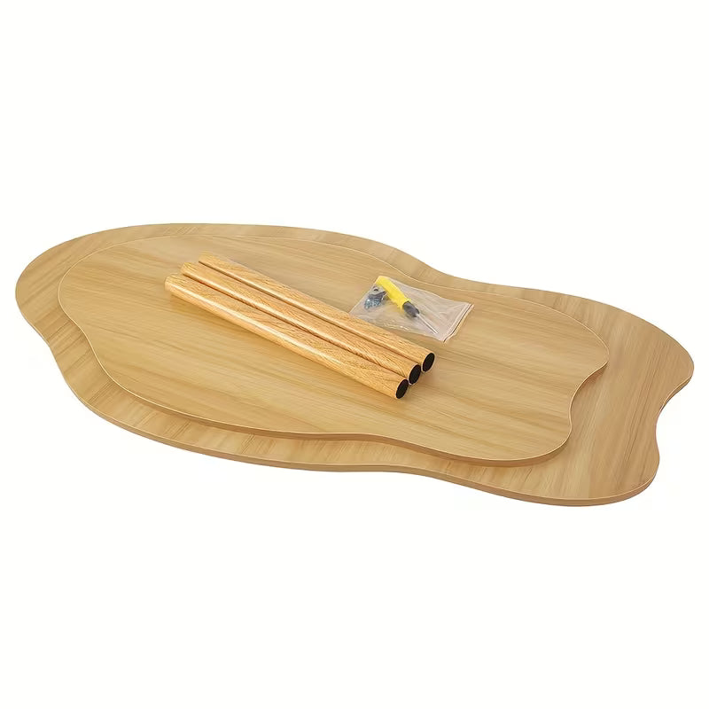 Soffbord två plan 80x40 cm - molnformat träbord två hyllor