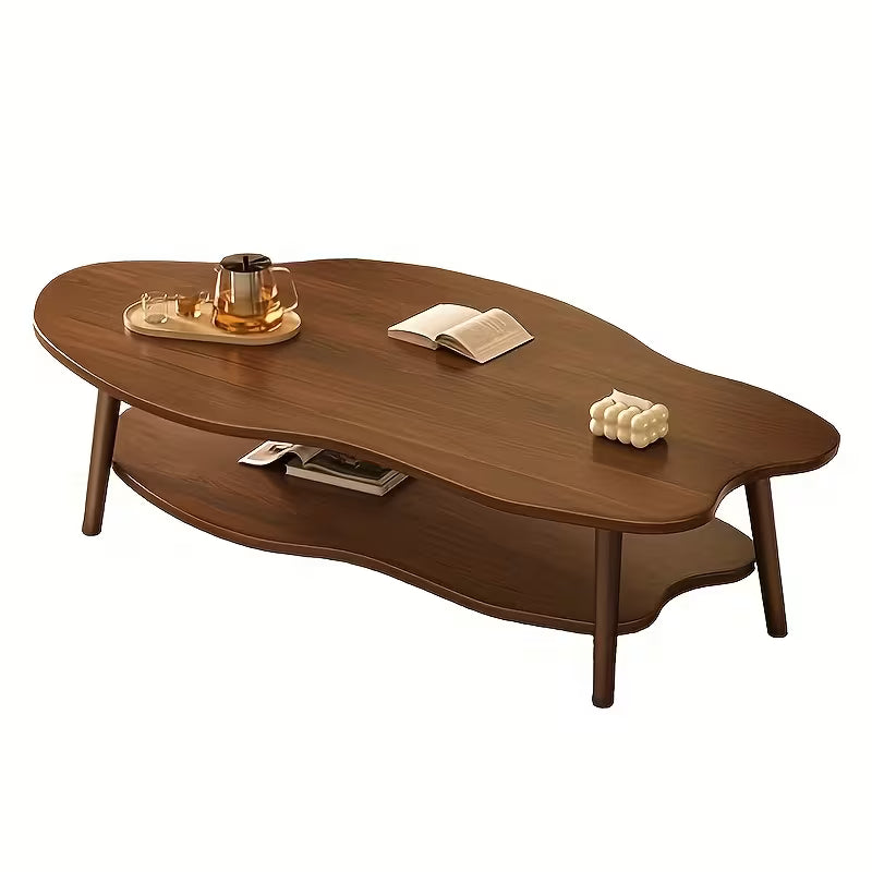 Soffbord två plan 80x40 cm - molnformat träbord två hyllor