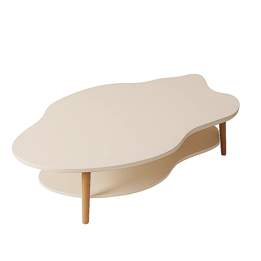 Soffbord två plan 80x40 cm - molnformat träbord två hyllor