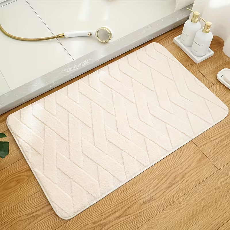 Beige/krämvit mjuk mönstrad badrumsmatta 40x60cm