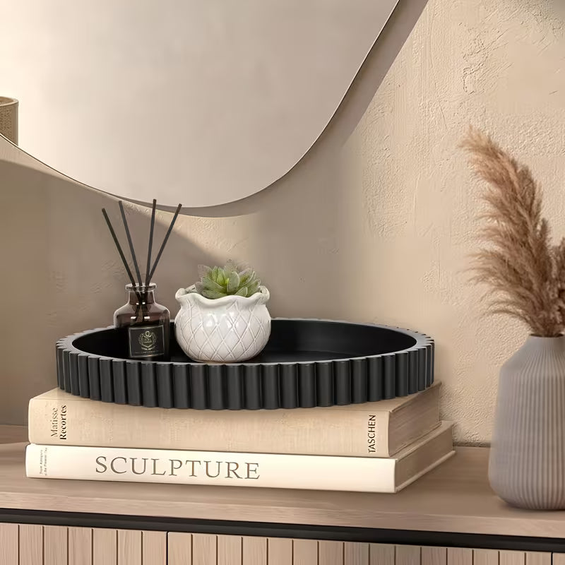 Svart träbricka 28cm - dekorationsbricka i svart