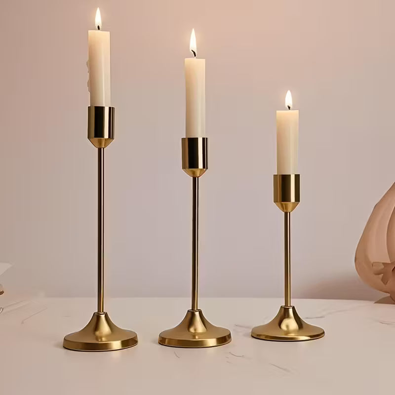 Guldiga ljusstakar i 3-set