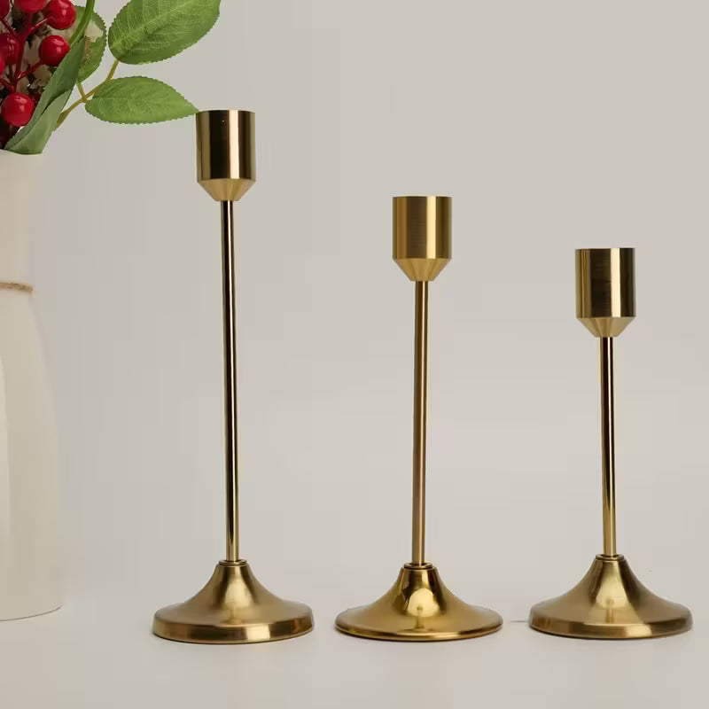 Guldiga ljusstakar i 3-set