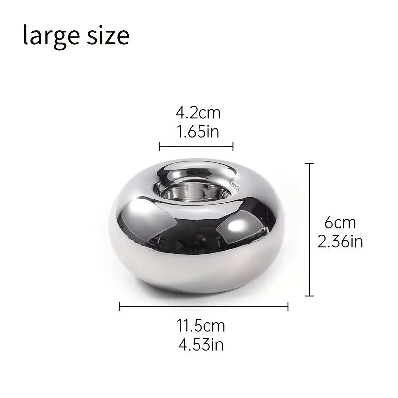 Modern Keramisk Silverfärgad Ljushållare