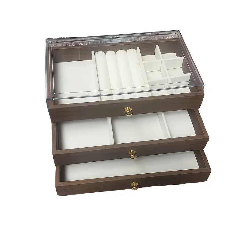 Smyckeskrin 3 våningar - Elegant smyckesförvaring I Trä