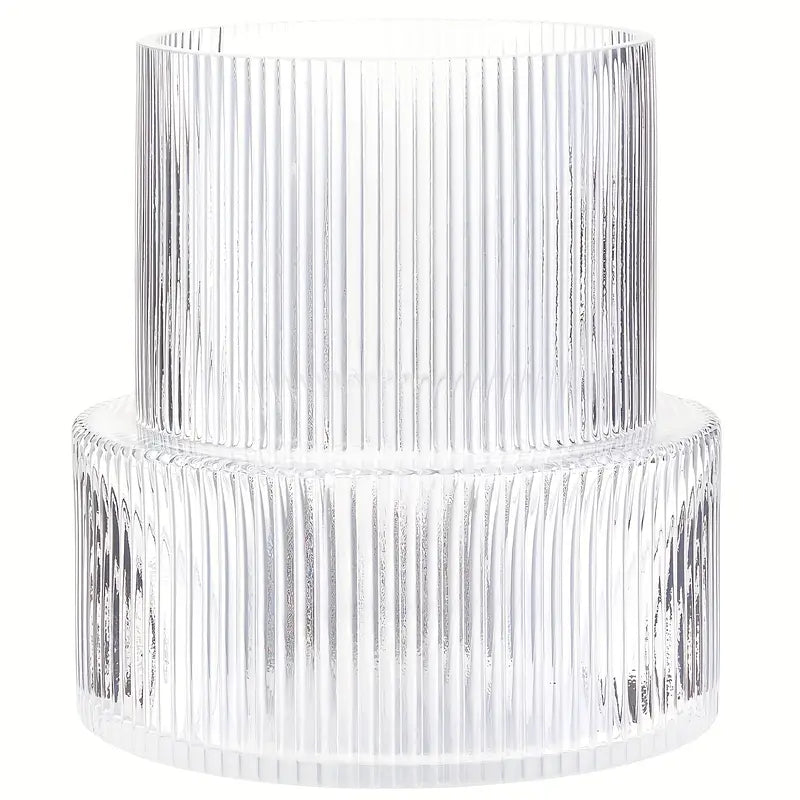 Randig cylinderformad glasvas 19x15cm