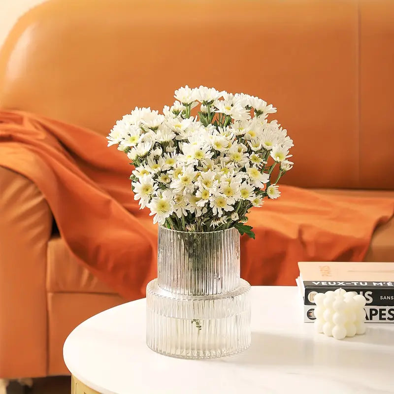 Randig cylinderformad glasvas 19x15cm